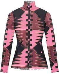 PUCCI - Valdimontone Print High-Neck Tulle Top - Lyst