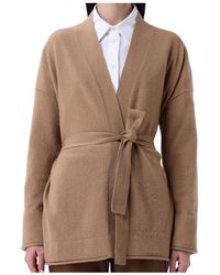 Max Mara - Belted V-Neck Cardigan - Lyst