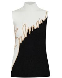 Balmain - Logo Intarsia Turtleneck Ribbed Top - Lyst