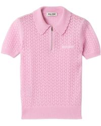 Miu Miu - Cashmere And Silk Polo Shirt - Lyst