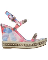 Christian Louboutin - Studded Wedge Heeled Sandals - Lyst
