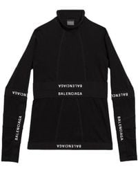 Balenciaga - Logo Printed Turtleneck Top - Lyst