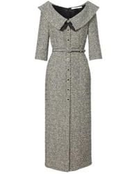 Alessandra Rich - Belted Cotton And Wool-Blend Tweed Midi Dress - Lyst