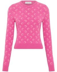 Marine Serre - Moon Jacquard Knitted Sweater - Lyst