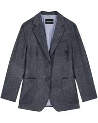 Emporio Armani - Wool Blend Blazer With Denim Effect Signature Capsule - Lyst