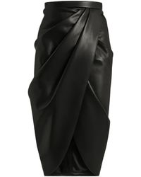 Balmain - Lambskin Draped Midi Skirt - Lyst