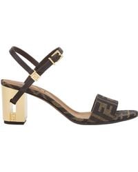 Fendi - Delfina Ff Jacquard Medium-Heeled Sandals - Lyst