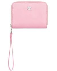 Courreges - Zipped Leather Compact Wallet - Lyst
