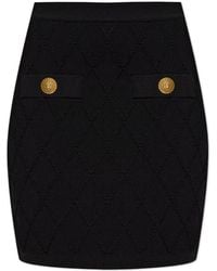 Balmain - Quilted Mini Knitted Skirt - Lyst