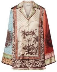 ALÉMAIS - Alberta Printed Silk Satin Shirt - Lyst