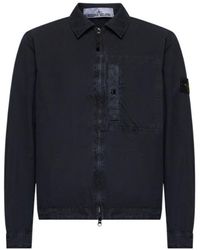 Stone Island - Compass Patch Zip-Up Shirt Jacket - Lyst