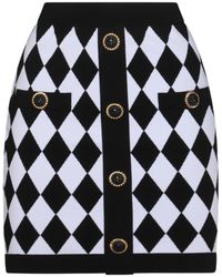 Balmain - Diamond Pattern Knit Mini Skirt - Lyst