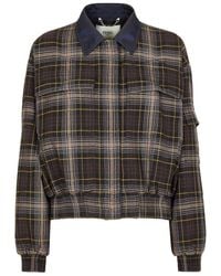 Fendi - Checked Cropped Bomber Jacket - Lyst