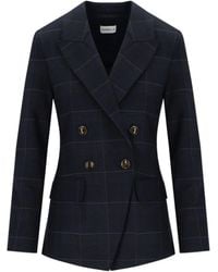 Marella - Checked Double Breasted Blazer - Lyst