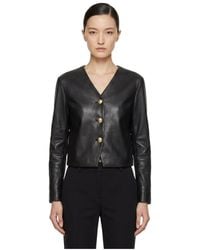 Marissa Chiara - V-Neck Leather Jacket - Lyst