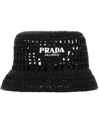 Prada - Logo Detailed Interwoven Bucket Hat - Lyst