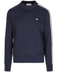 Ami Paris - Ami Logo Embroidered Side-Striped Sweatshirt - Lyst