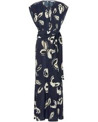 Max Mara - Long Printed Crepe De Chine Dress - Lyst