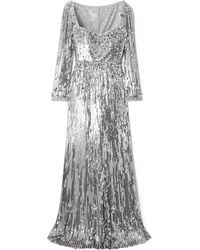 Jenny Packham - Long Sleeve Sequin Evening Gown - Lyst