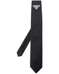 Prada - Triangle-Logo Pointed--Tip Tie - Lyst