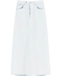 Maison Margiela - Raw-Cut Hem Midi Skirt - Lyst