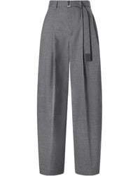 Sacai - Belted Pleated Twill Wide-Leg Pants - Lyst