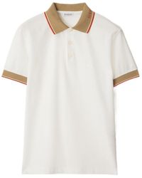 Burberry - Logo Collar Cotton Polo Shirt - Lyst