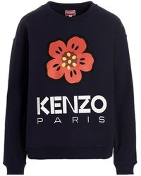 KENZO - Logo Printed Crewneck Sweatshirt - Lyst