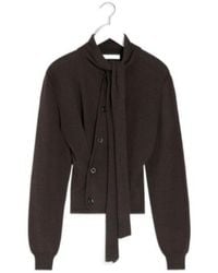 Lemaire - Scarf Detailed Buttoned Knitted Cardigan - Lyst