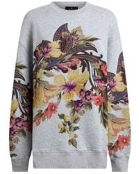 Etro - Cotton Sweatshirt With Placed Paisley And Flower Print - Lyst