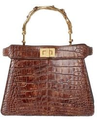 Fendi - Light Stonewash Effect Crocodile Leather Bag - Lyst