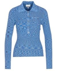 Ganni - Knitted Polo Shirt - Lyst