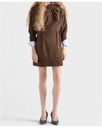 Prada - Mouliné Wool Mini Dress - Lyst