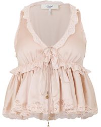 Chloé - Silk Short Sleeve Blouse - Lyst