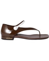 Miu Miu - Two-Tone Patent Leather Mary Jane Thong Sandals - Lyst