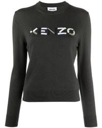 KENZO - Embroidered-Logo Wool Jumper - Lyst