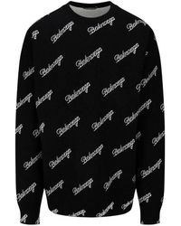 Balenciaga - Logo-Jacquard Wool Jumper - Lyst