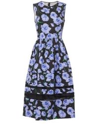 Carolina Herrera - Floral Belted Cotton-Blend Midi Dress - Lyst