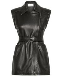 Sportmax - Belted Sleeveless Leather Jacket - Lyst