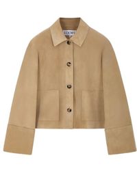 Loewe - Long Sleeve Leather Jacket - Lyst