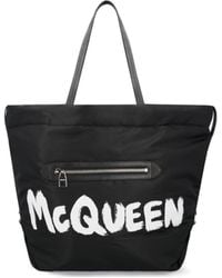 McQueen - Logo Printed The Bundle Tote Bag - Lyst
