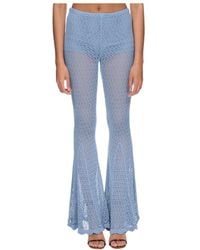 Blumarine - Crochet-Knit Scallop-Edge Flared Pants - Lyst