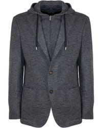 Eleventy - Single-Breasted Hooded Jacket - Lyst