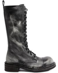 Ann Demeulemeester - Brushed Leather Lace-Up Combat Boots - Lyst