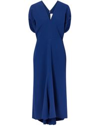Victoria Beckham - V-Neck Midi Dress - Lyst