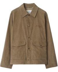 Burberry - Logo Embroidered Corduroy Shirt Jacket - Lyst