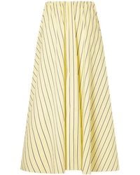 STAUD - Milano Striped Cotton-Blend Maxi Skirt - Lyst
