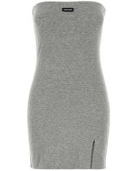Miu Miu - Logo-Patch Strapless Mini Dress - Lyst