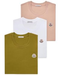 Moncler - Logo Patch Cotton T-Shirt (Pack Of Three) - Lyst