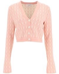 McQueen - Abstract Pattern Knitted Short Cardigan - Lyst